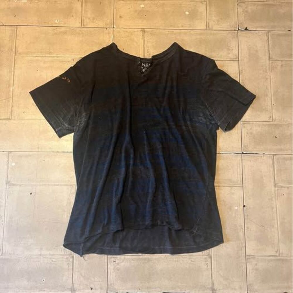 JNCO faded gray and blue stripe button shirt size XL